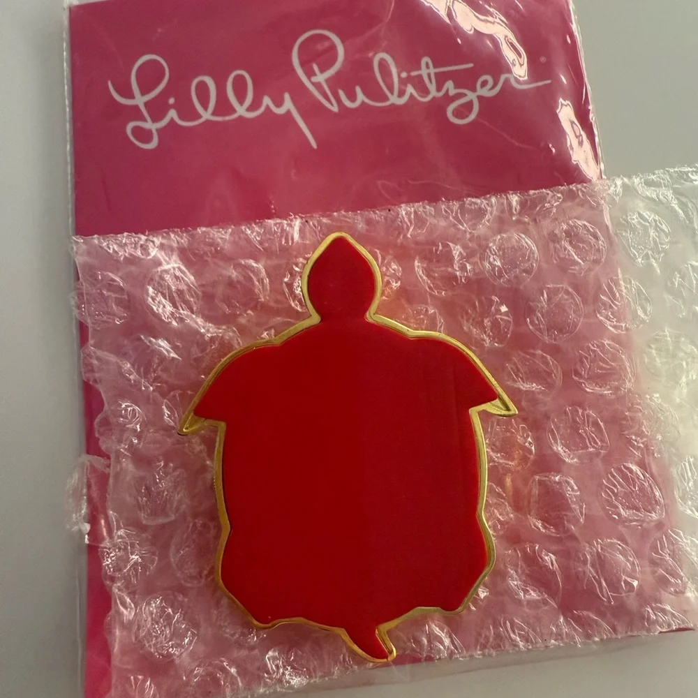 Lilly Pulitzer Turtle Critter Phone Ring Gold Metallic Nwt Sealed Bag